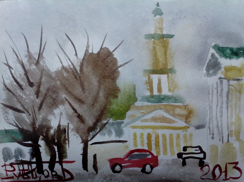 Сусанинская площадь в Костроме и пожарная каланча
